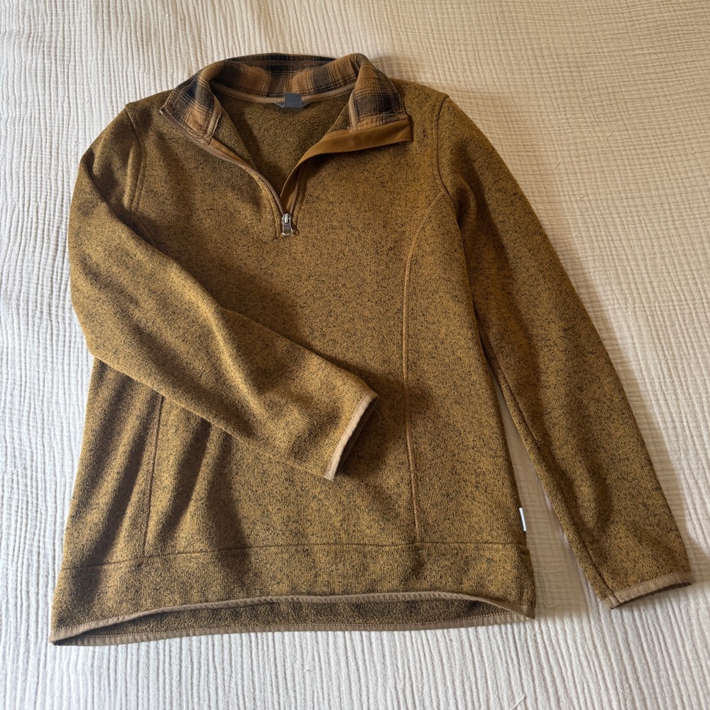 Eddie Bauer camel brown Quarter Zip fleece sweater